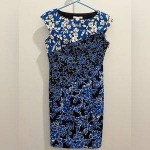 London times size 4P blue white and black dress